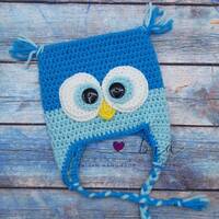 Turquoise Owl Crochet Hat - Newborn, Toddler, Child, Adult