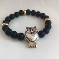 Owl bracelet, beaded bracelet, gifts for women, animal jewelry, stack, stacking, layer