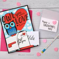 Owl Valentine Card Printable DIY Instant Download with Cute Mini Card and Envelope for a Personalize
