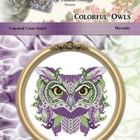 Cross Stitch Owl Series Colorful Owls Hornsby Modern Geometric Mandala Printed Pattern Leaflet by Pa