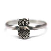 Owl Ring Vintage Silver