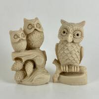 Vintage 1970s Miniature Resin Owl Figurines