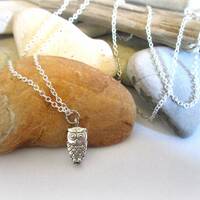 Tiny Owl Necklace: Sterling Silver 18-in Chain