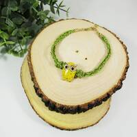 Enamel Stoned Owl Cotton Cord Chain Braided Bracelet