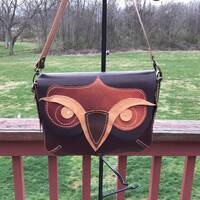 Handstitched Leather Owl Shoulder Bag