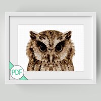 Cross Stitch Pattern: Field Owl, PDF INSTANT DOWNLOAD, Owl, Bird