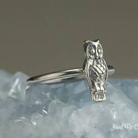 Sterling Silver Narrow Owl Ring Solid .925 Hoot Owl Rings Custom Sizes