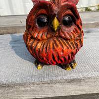 Chainsaw-carved Owl wood carving gift for mom wife Christmas present cute wood critter Xmas gift woo