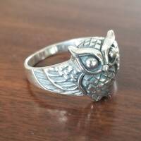 Flying owl ring 925 sterling silver handmade band
