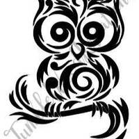 Owl sitting on a branch swirl drawing digital SVG File for download for decal