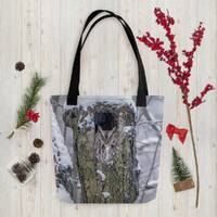 Camouflaged Screech Owl Tote Bag | Camouflaged Screech Owl Shopping Bag | Camouflaged Screech Owl