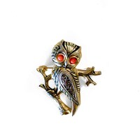 Vintage Owl Brooch / Retro 70s Pin / Vintage Statement Jewelry