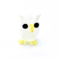 Hand Blown Glass Miniature Funny Baby Owl Bird Animal Cute Tiny White Figurine Mini Statue Decoratio