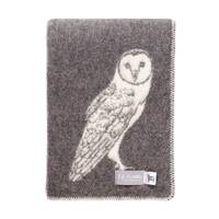 Owl Wool Blanket | Taupe Brown and Off White Throw | For Chair, Bed & Sofa