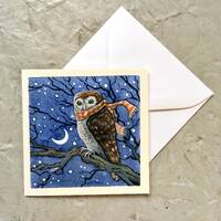Winter Owl (mini card) 3 x 3 inches