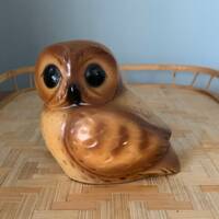 Vintage Orazeck terrastone Owl Hand crafted with big eyes figurine/paper weight