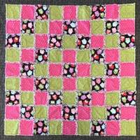 Pink Green Owl Baby Toddler Rag Quilt Blanket