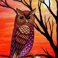 Mexican Folk Art Owl Print, Bright Colors, Time Reminder (8x10)