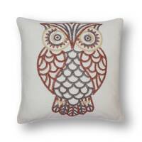 Embroidered Owl cushion | Owl - Copper on white cushion | Owl Pillow