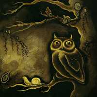 Owl, Snail & Pine Tree Giclee by Kamala Dolphin-Kingsley - 16"x16"