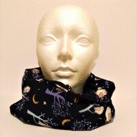 Travel Infinity Scarf/Cowl With Zippered Passport Pocket, Navy Blue Night Owls
