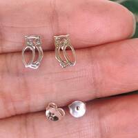 925 Sterling Silver stud,  Tiny Sterling Silver Owl Stud Earrings, Dainty Earrings, Everyday Jewelry