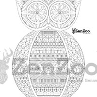 Owl adult or child Coloring Printable Sheet