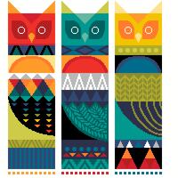 Geometric Owl Cross Stitch Pattern: Scandinavian Folk Art (PDF Counted Chart 059)