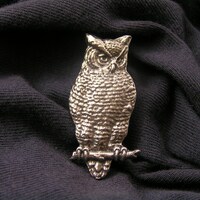 Owl Brooch, Silver Bird Pin, P384
