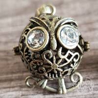 Vintage Brass Filigree Owl Locket Charm/Pendant | Custom Jewelry Making for Necklaces, Bracelets, Ea