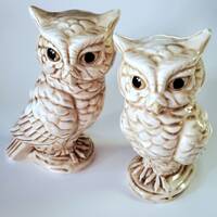 RARE Vintage OWL Figurine SET - Woodland Decor, Halloween Decorations