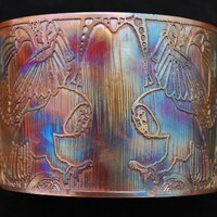 Large coloured copper owl cuff