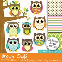 Owl Clip Art - Cute Owl Graphics - Printable Art for Crafts, POD, Sublimation, Digital Invitations, 