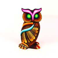 Oaxacan Wood Carving Museum Quality Horned Owl by Julia Fuentes Mexican Fine Folk Art Alebrije Oaxac
