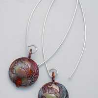 Copper owl, crow or bird on wing drop earrings