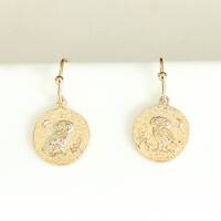 Gold Owl Dangle Earrings: Hammered Boho Bird Earrings