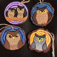 Set of Four Owl Ornaments