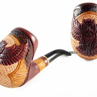 Set - Tobacco Pipe Wise "OWL" Wooden Pipe and Gift, Smoking Pipe Handcrafted Wood Pipe Tob