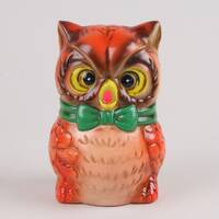 Bow Tie Owl Bank, Groovy Almost Neon Colors, Composition, Made in Japan