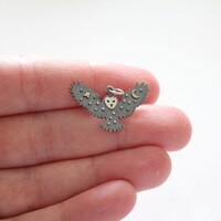 Sterling Silver Owl Charm with Bronze Star and Moon Charm, Silver Owl Charm with Bronze Star and Moo