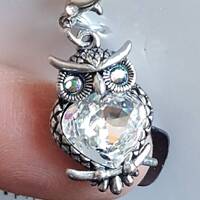 Swarovski Crystal owl charm pendant, genuine Swarovski owl charm pendant, clip on charms, sparkly ow