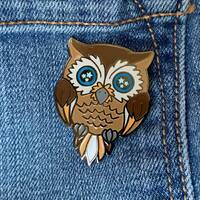 Star Eyed Owl enamel lapel pin