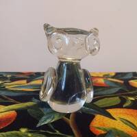 Action Industries crystal glass stylized owl figurine vintage