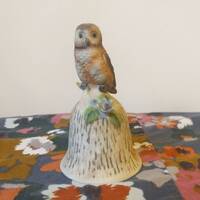 Vintage ceramic owl bell tree flower woodland design