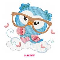 Owl embroidery design - Owl with glasses embroidery design machine embroidery pattern - Bird embroid