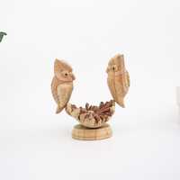Wooden Owl Sculpture | Hand Carved Owl Figurine | Natural Wood Animal Art | Unique Home Decor | Rust