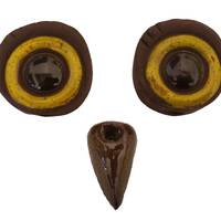 Vintage Ceramic Owl Eyes & Beak Beads for Macrame Owl