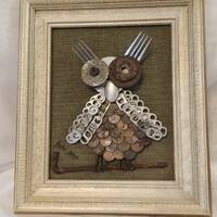 Found-metal Mixed-media Sculpture Owl