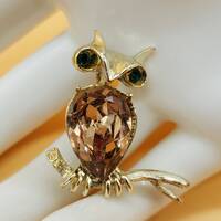 Vintage DODDS jelly belly Owl brooch