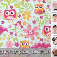Custom Colorful Owls and Flowers Scrub Hat - Pick Your Style, Gift for Nurse, Gift for Surgeon | Add